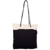 Valita Womens Large Faux Sheepskin Tote/Handbag/Shoulder Bag - Black